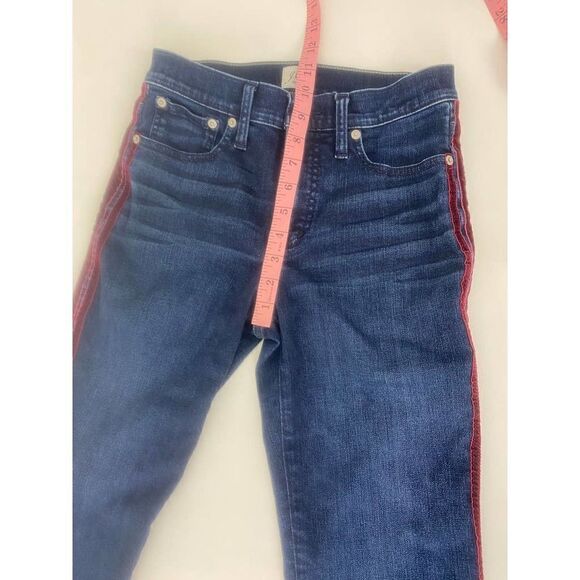 J. Crew Vintage Straight Blue Jeans Red TuxedoStripes Denim Stretch 26 - Picture 6 of 11
